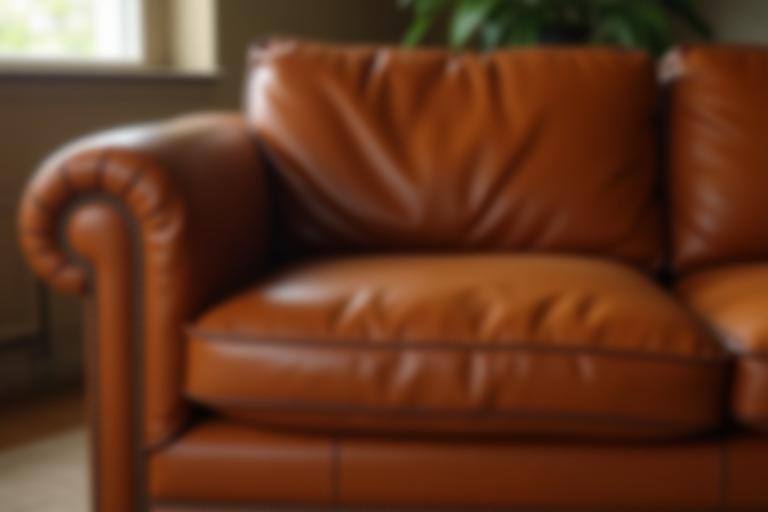 After: Reupholstered leather couch